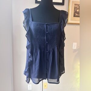 Express Navy Blue Ruffle Sleeveless Top size L